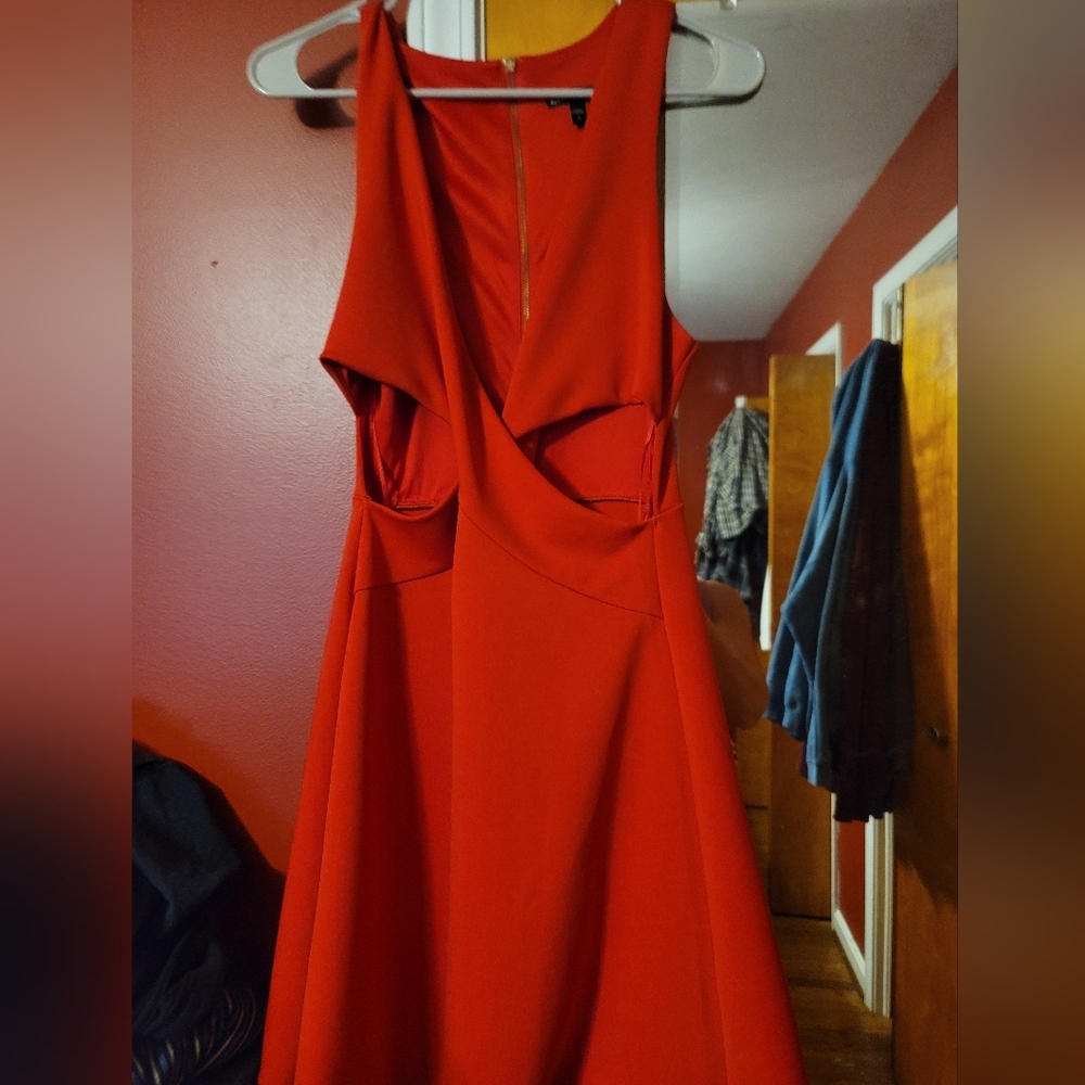 Express Vibrant Red Backless Dress
